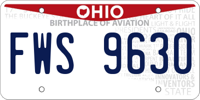 OH license plate FWS9630