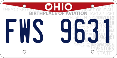 OH license plate FWS9631