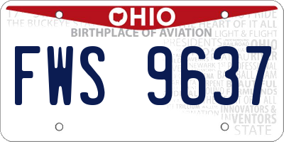 OH license plate FWS9637