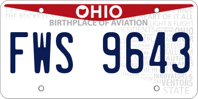 OH license plate FWS9643