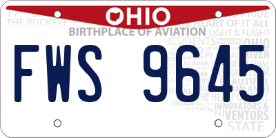 OH license plate FWS9645