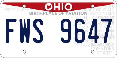 OH license plate FWS9647