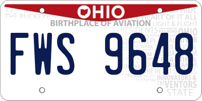 OH license plate FWS9648