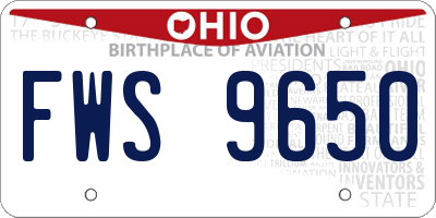 OH license plate FWS9650