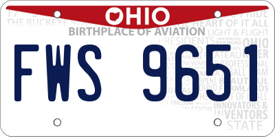 OH license plate FWS9651