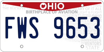 OH license plate FWS9653