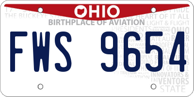 OH license plate FWS9654