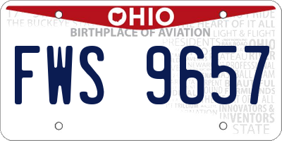 OH license plate FWS9657