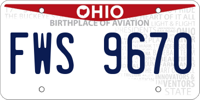 OH license plate FWS9670