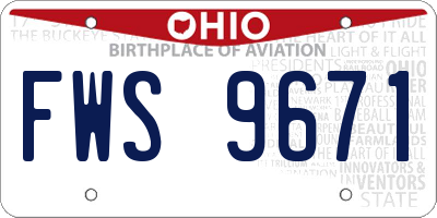 OH license plate FWS9671