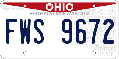 OH license plate FWS9672