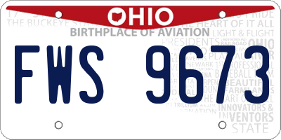 OH license plate FWS9673