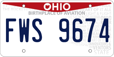 OH license plate FWS9674