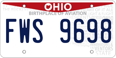 OH license plate FWS9698