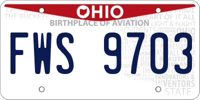 OH license plate FWS9703