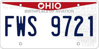 OH license plate FWS9721
