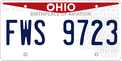 OH license plate FWS9723