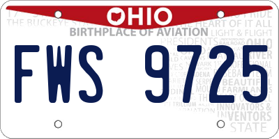 OH license plate FWS9725