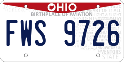 OH license plate FWS9726