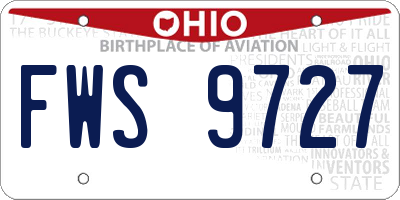 OH license plate FWS9727
