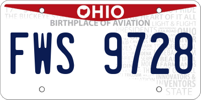 OH license plate FWS9728