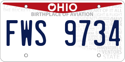 OH license plate FWS9734