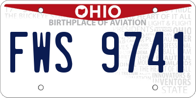 OH license plate FWS9741