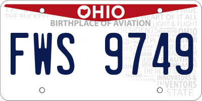 OH license plate FWS9749