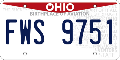 OH license plate FWS9751