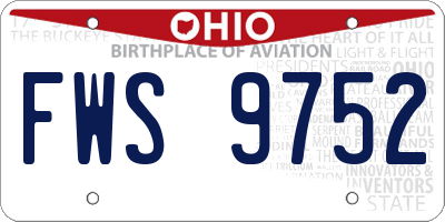 OH license plate FWS9752