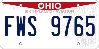 OH license plate FWS9765