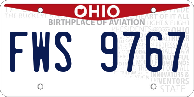 OH license plate FWS9767