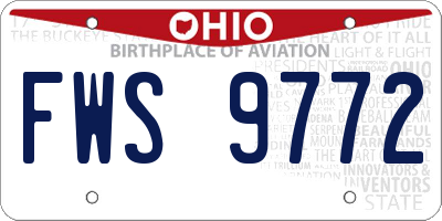 OH license plate FWS9772