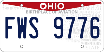 OH license plate FWS9776