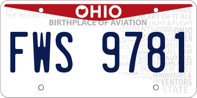 OH license plate FWS9781