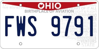OH license plate FWS9791