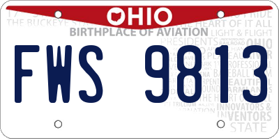 OH license plate FWS9813