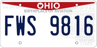 OH license plate FWS9816