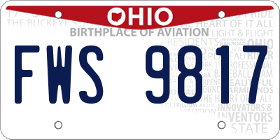OH license plate FWS9817