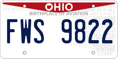 OH license plate FWS9822