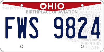 OH license plate FWS9824