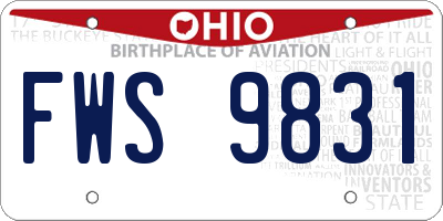OH license plate FWS9831