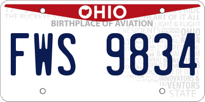 OH license plate FWS9834