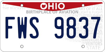 OH license plate FWS9837