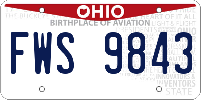 OH license plate FWS9843