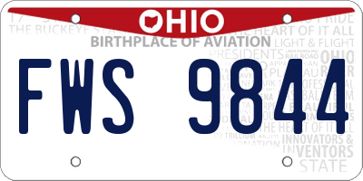 OH license plate FWS9844