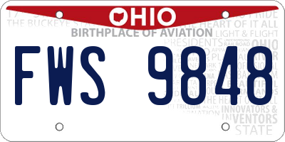 OH license plate FWS9848
