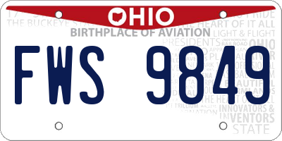 OH license plate FWS9849