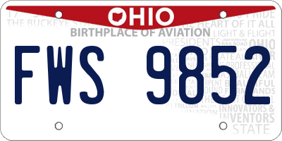 OH license plate FWS9852