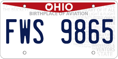 OH license plate FWS9865